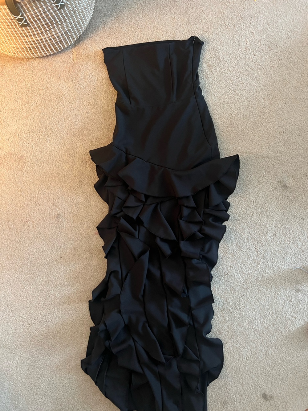 Pretty Little Thing Black Frill Detail Maxi Dress